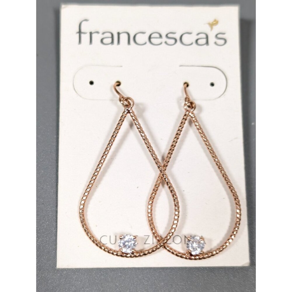 Francescas Gold Tone Teardrop Cubic Zirconia CZ Dangle Hook Earrings Pierced